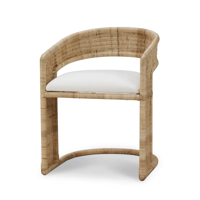 CR Hampton Natural Rattan Fabric Seat Dining Chair