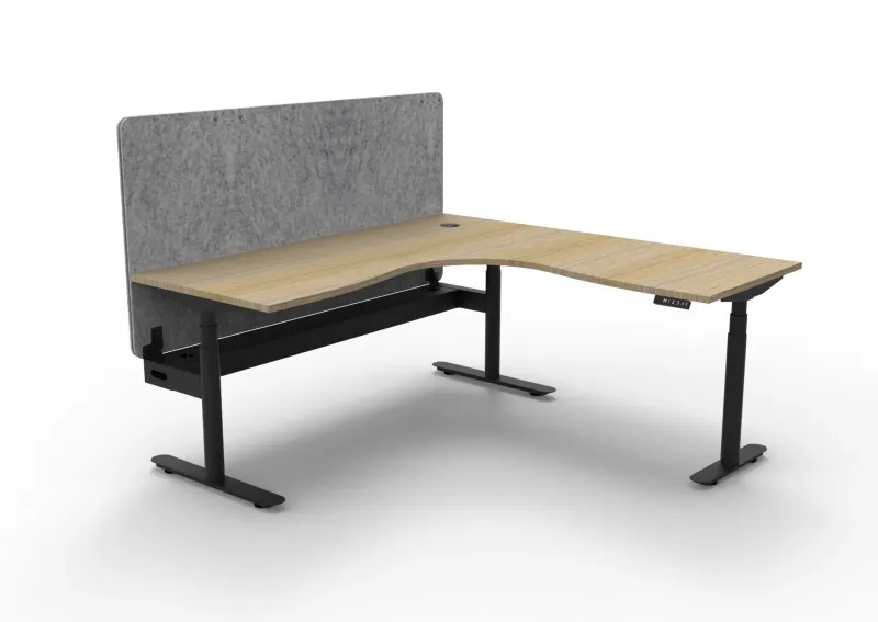 RL Halo Plus Height Adjustable Corner Workstation with Grey Eco Panel Screen