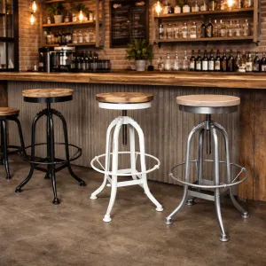 MF Industrial Iron Solid Timber Top Metal Leg Bar Stool thumbnail 4