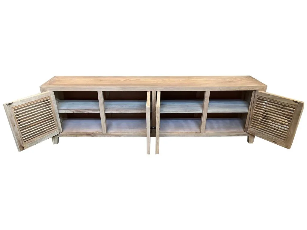 MF Recycled Elmwood Louvre Entertainment Unit with Internal Shelves