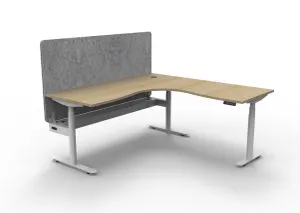 RL Halo Plus Height Adjustable Corner Workstation with Grey Eco Panel Screen thumbnail 4