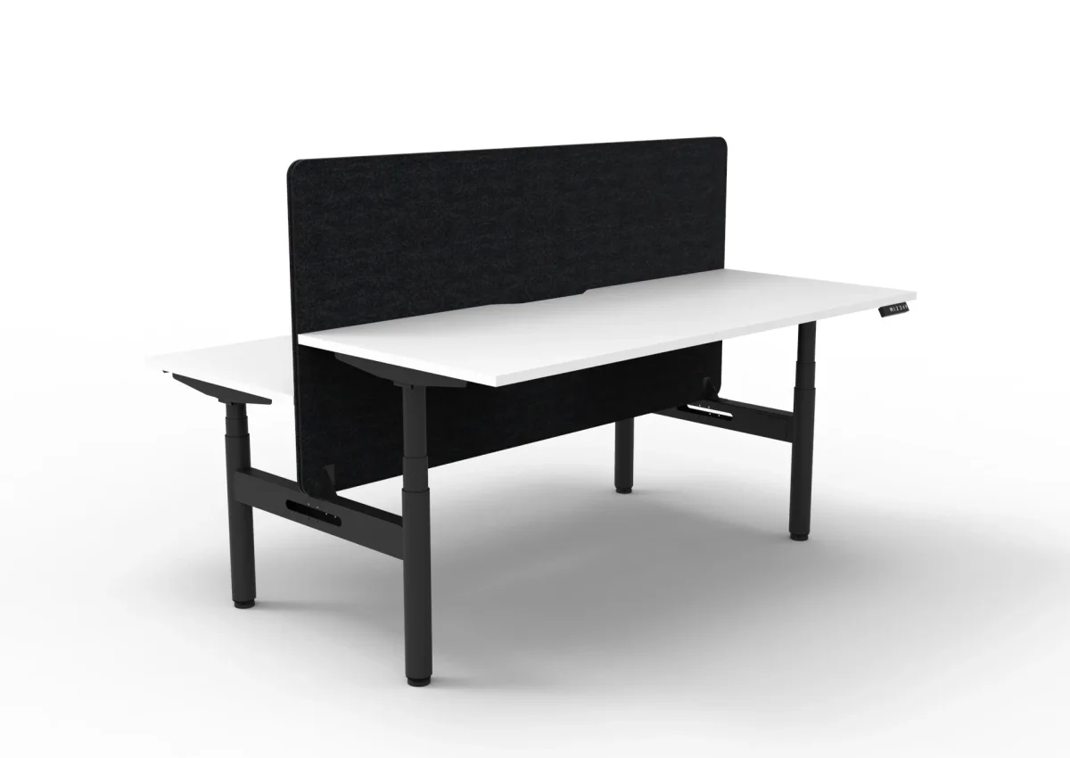 RL Halo+ Height Adjustable Back to Back 2 User Workstation with Black Eco Panel Screen