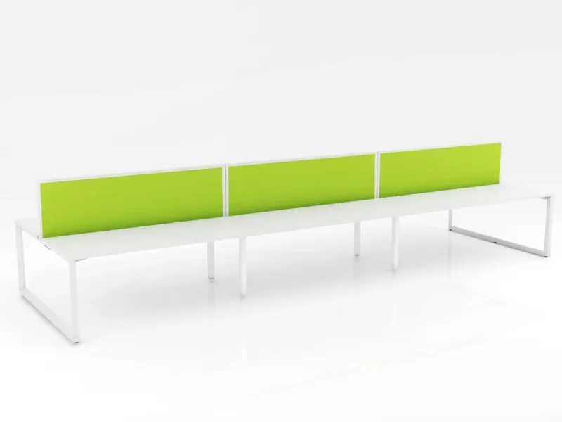 Ol Anvil Desk 6-User Double Sided Workspace with Breathe Fabric Screen
