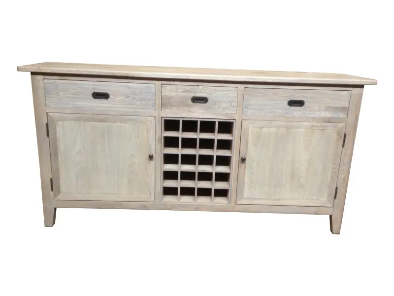 MF Hampton Solid Timber Sideboard with 20 Bottle Racks
