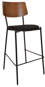 EZ Texas Black Metal Leg Light Walnut Back Barstool thumbnail 1