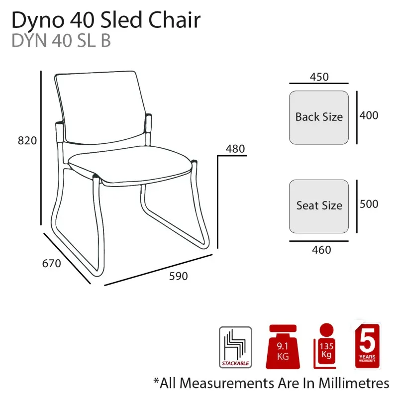MA Dyno 40 Stackable Sled Base Visitor Chair