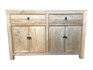 MF Chinese Antique Reproduction Recycled Timber 2 Drawer 4 Door Sideboard thumbnail 1