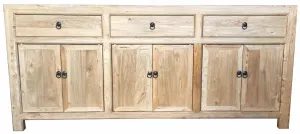MF Chinese Antique Reproduction Recycled Timber 3 Drawer 6 Door Sideboard thumbnail 1
