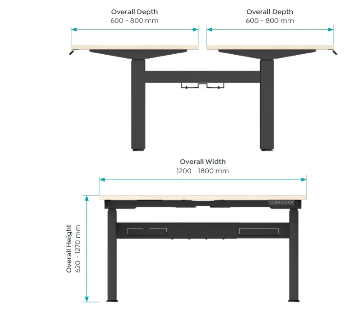 OL Klass Electric Height Adjustable Share Desk - New Oak Ravine Top White Fame