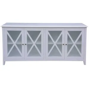 VI Hamilton Solid Timber 4 Glass Door Buffet - White thumbnail 3