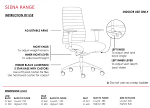 ST Siena PU Leather High Back Executive Chair thumbnail 7