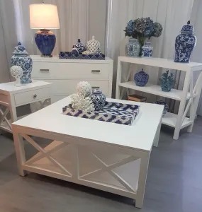 DA Catalina Square Coffee Table with Shelf â€“ White thumbnail 4