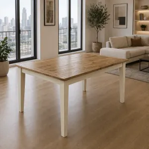 MF Solid Oak Timber White Base Dining Table - 180cm thumbnail 2