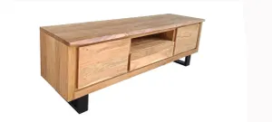 VI Elba Solid Timber Metal Base 2 Door 1 Drawer Entertainment Unit thumbnail 6