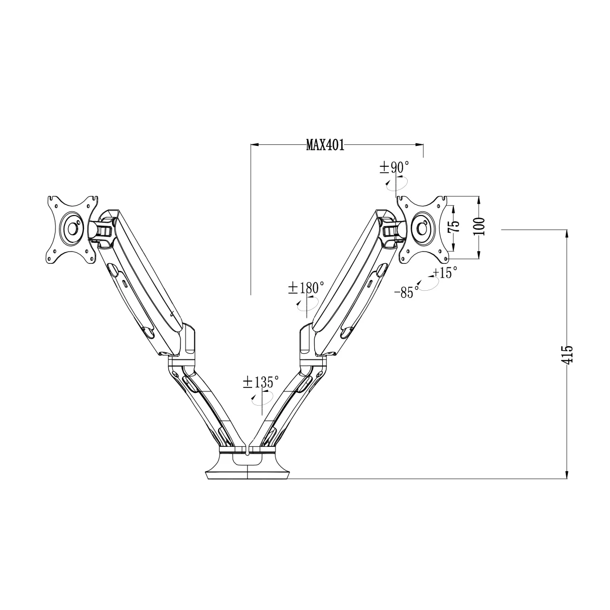 RL Executive Gas Spring Dual Monitor Arm thumbnail 5