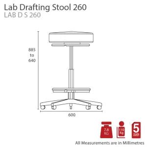 MA Lab PU Upholstered Drafting Stool thumbnail 2