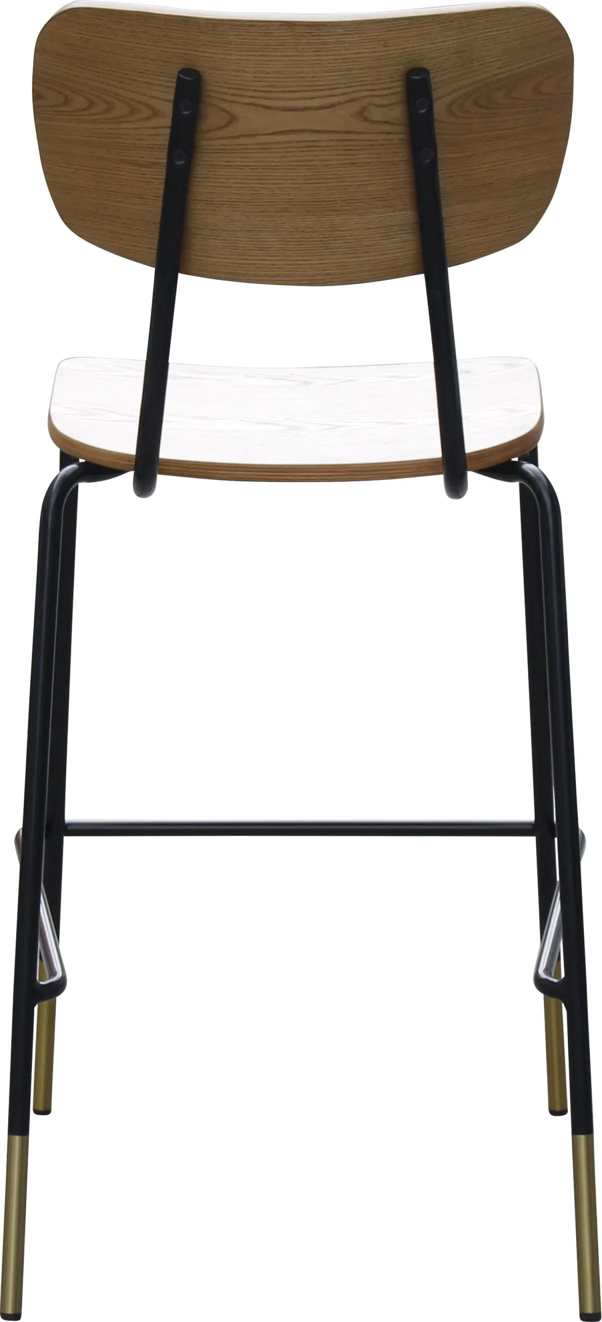 FL Tiramisu Plywood Black Metal Frame with Brass Tip Hospitality Barstool