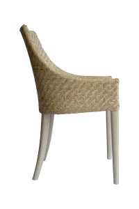 CR Georgia Timber Framed Rattan Back Fabric Seat Dining Chair thumbnail 10