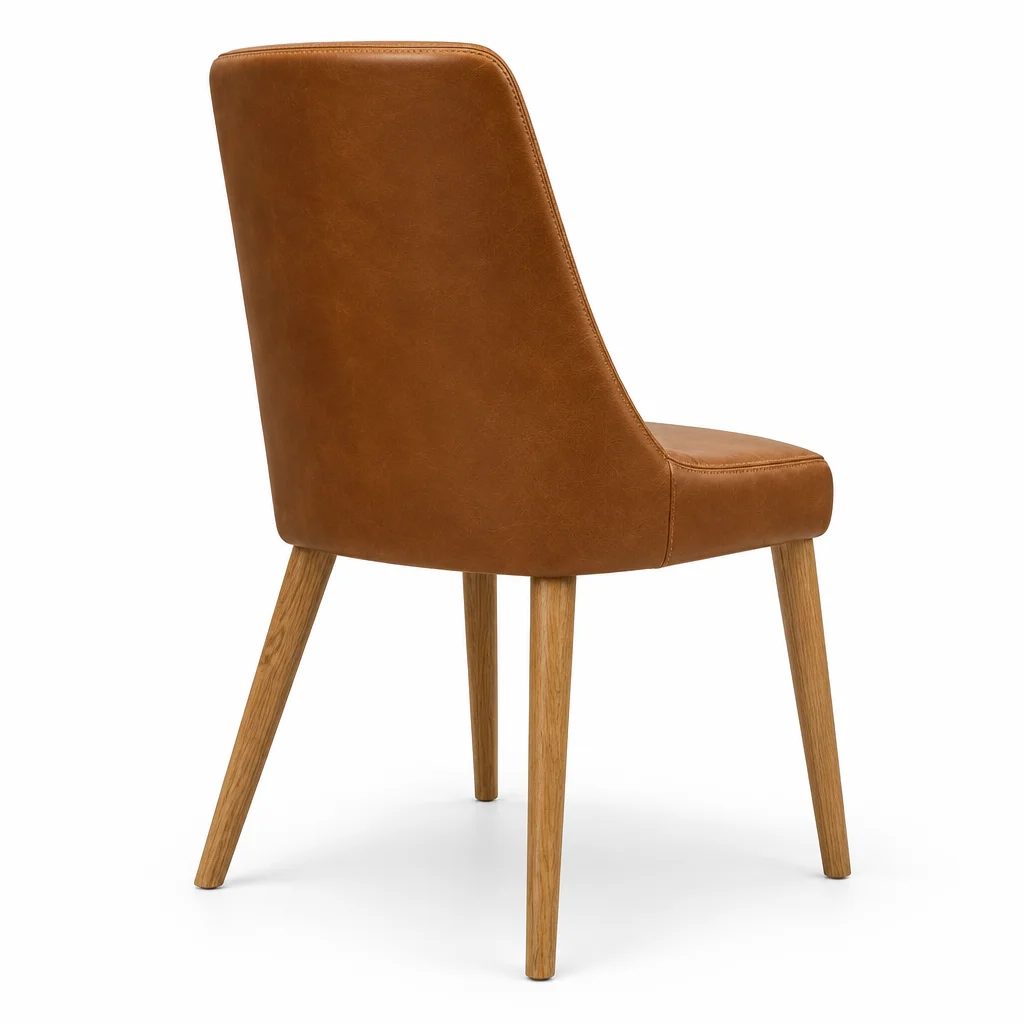 MD Milano Vintage Leather Timber Legs Dining Chair