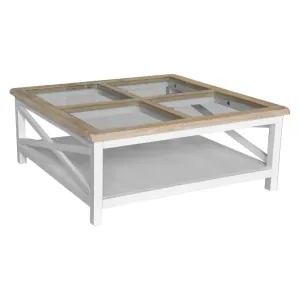VI Shellwood Solid Timber Glass Top Square Coffee Table with Shelf thumbnail 2