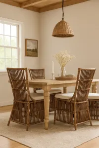 CR Roma Natural Rattan Fabric Seat Dining Chair thumbnail 2