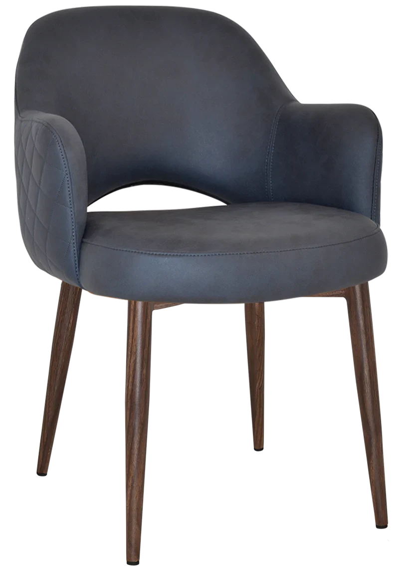 EZ Albury Walnut Colour Metal Leg Upholstered Hospitality Dining Armchair