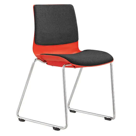 ST Pod Sled Base Red Shell Upholstered Stackable Hospitality Chair