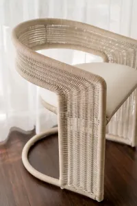 CR Hampton Natural  Rattan Fabric Seat Dining Chair thumbnail 7