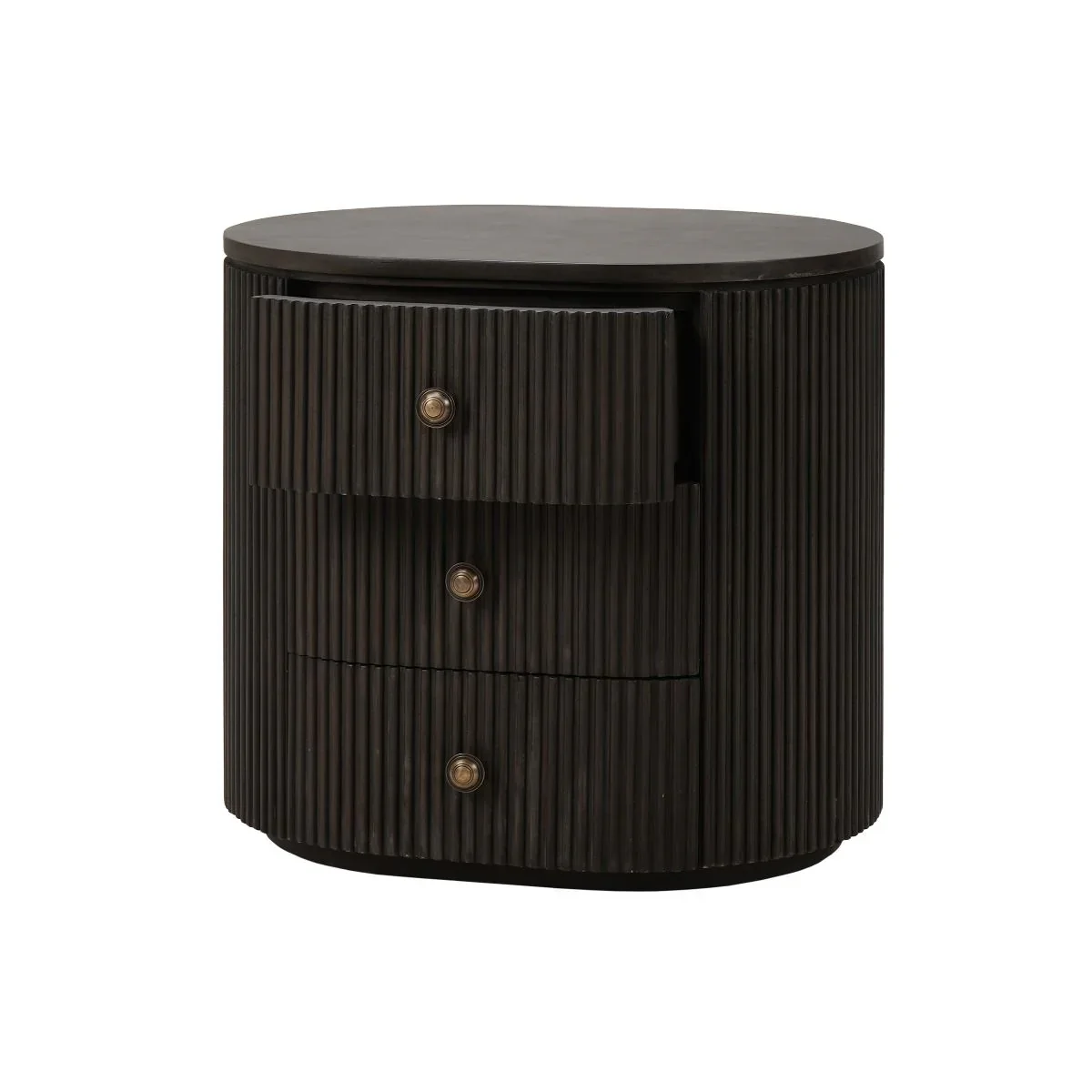 CR Kraton Oval Bedside Table with 3 Drawers