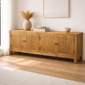 MF Oak Solid Timber 4 Door Entertainment Unit thumbnail 2