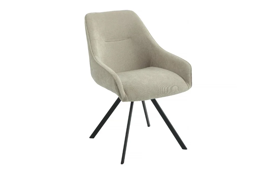 VI Hugo Metal Base Round Dining Table with 4 Fabric Chair Set