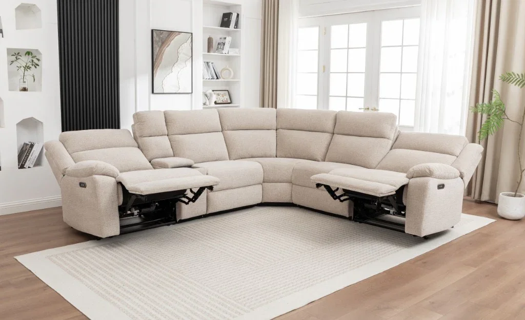 VI Dream Fabric Upholstered 5 Seater Electric Recliner Modular Corner Lounge
