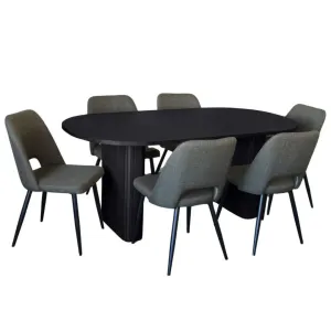 BT Melba 7 Pce Dining Black with Zara Fabric Chairs Set thumbnail 3