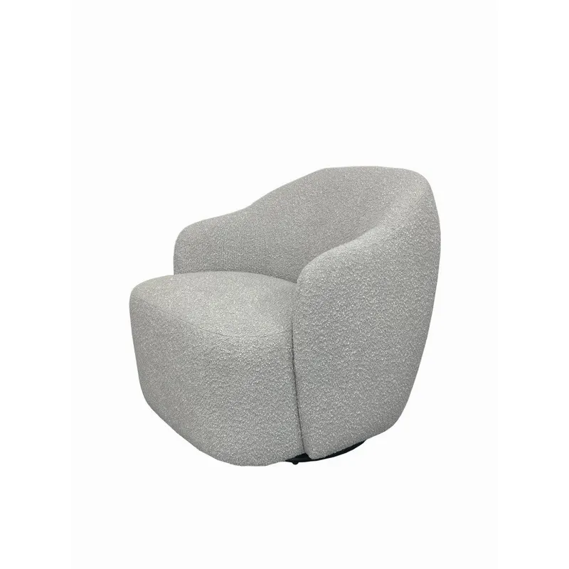 VI Ibiza Fabric Upholstered Swivel Armchair - White & Grey
