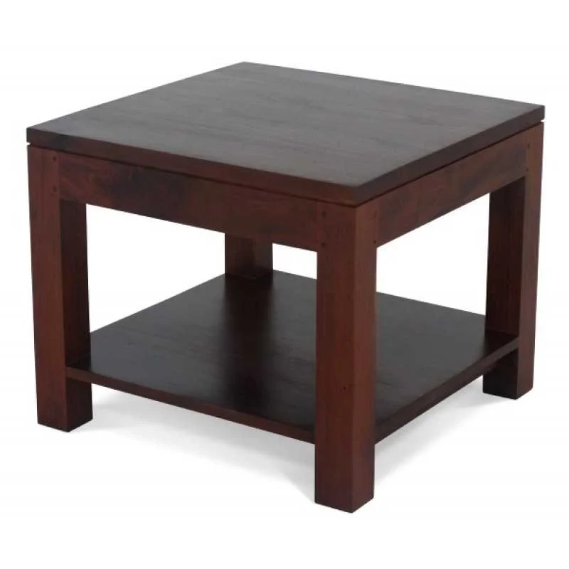CT Amsterdam Solid Mahogany Timber Square Side Table with Shelf