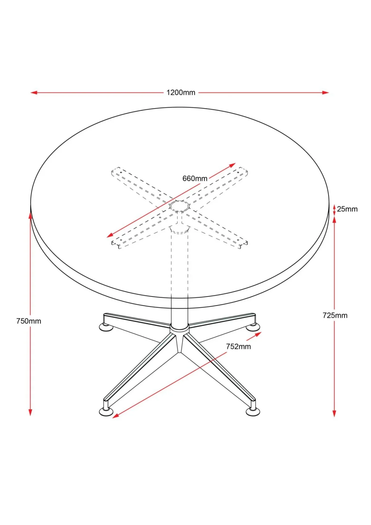 RL Typhoon Aluminium Base Round Meeting Table