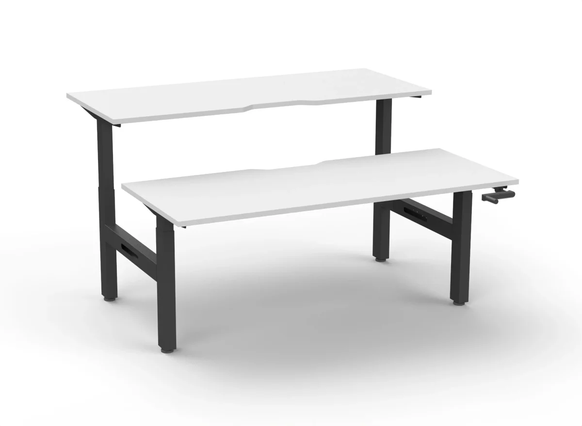 RL Boost Crank 2-User Height Adjustable Workstation with Black Eco Panel Screen