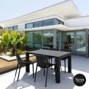 FL 5 Piece Vegas Hospitality Outdoor Extendable Dining Table with Air Chair thumbnail 4