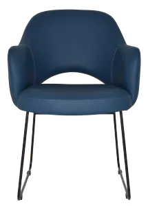 EZ Albury Black Metal Sled Base Upholstered Hospitality Dining Armchair thumbnail 10