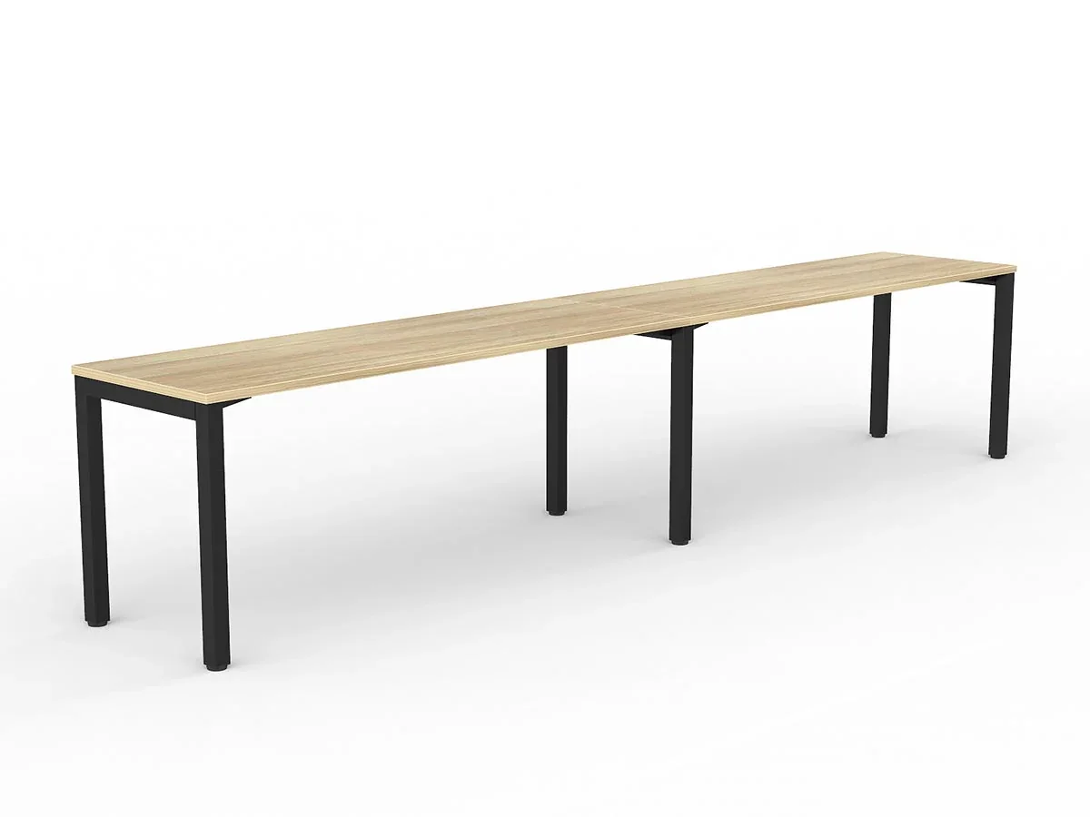 OL Axis 2-User Single Sided Desk – Oak Top Black Frame