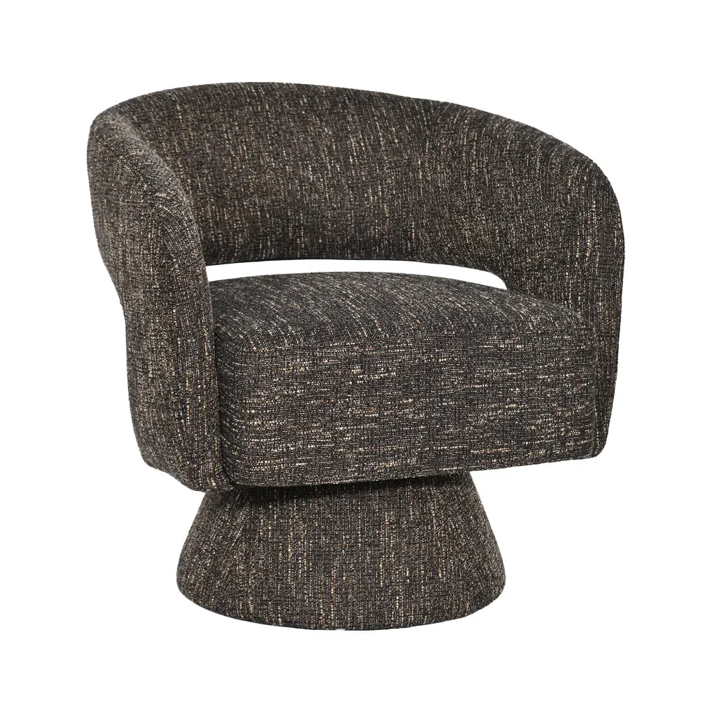 VI Bruno Fabric Upholstered Swivel Accent Chair - Chocolate and Almond