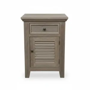 MF Recycled Elm Louvre Bedside Cabinet with 1 Drawer and Door thumbnail 4
