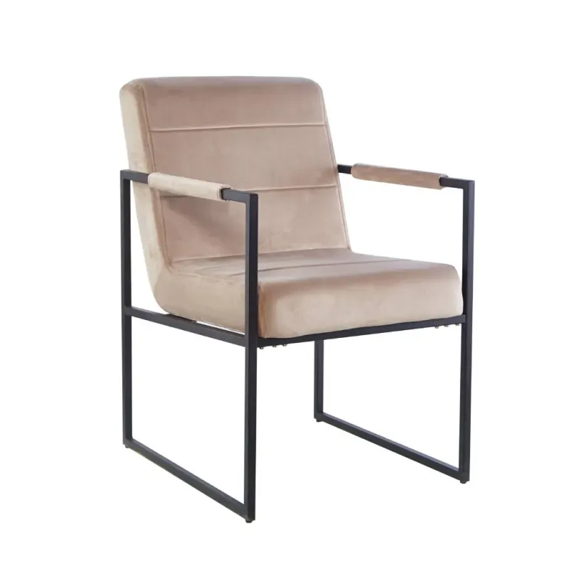 VI Conrad Velvet Upholstered Black Metal Legs Dining Chair