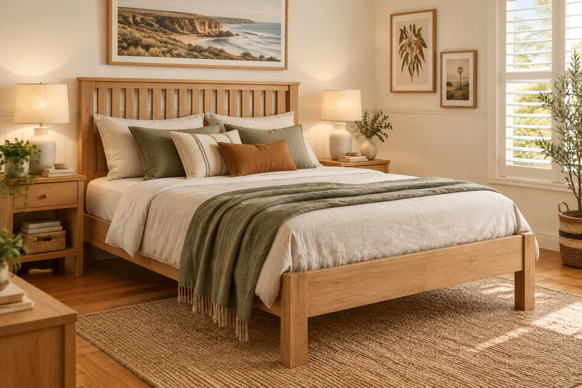 MD Moni Federation Solid Timber Bed in Natural Finish