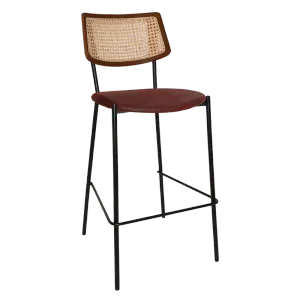 EZ Texas Metal Leg Rattan Back Barstool - Light Walnut thumbnail 16