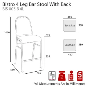MA Bistro Fabric or Vinyl Upholstered Hospitality Stackable Bar Stool with Backrest thumbnail 2