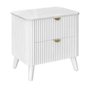 VI Cotswold Solid Timber Stone Top 2 Drawer Bedside Table thumbnail 8