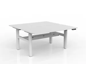 OL Agile 2 Column Electric Height Adjustable Shared Desk White Top White Frame thumbnail 11