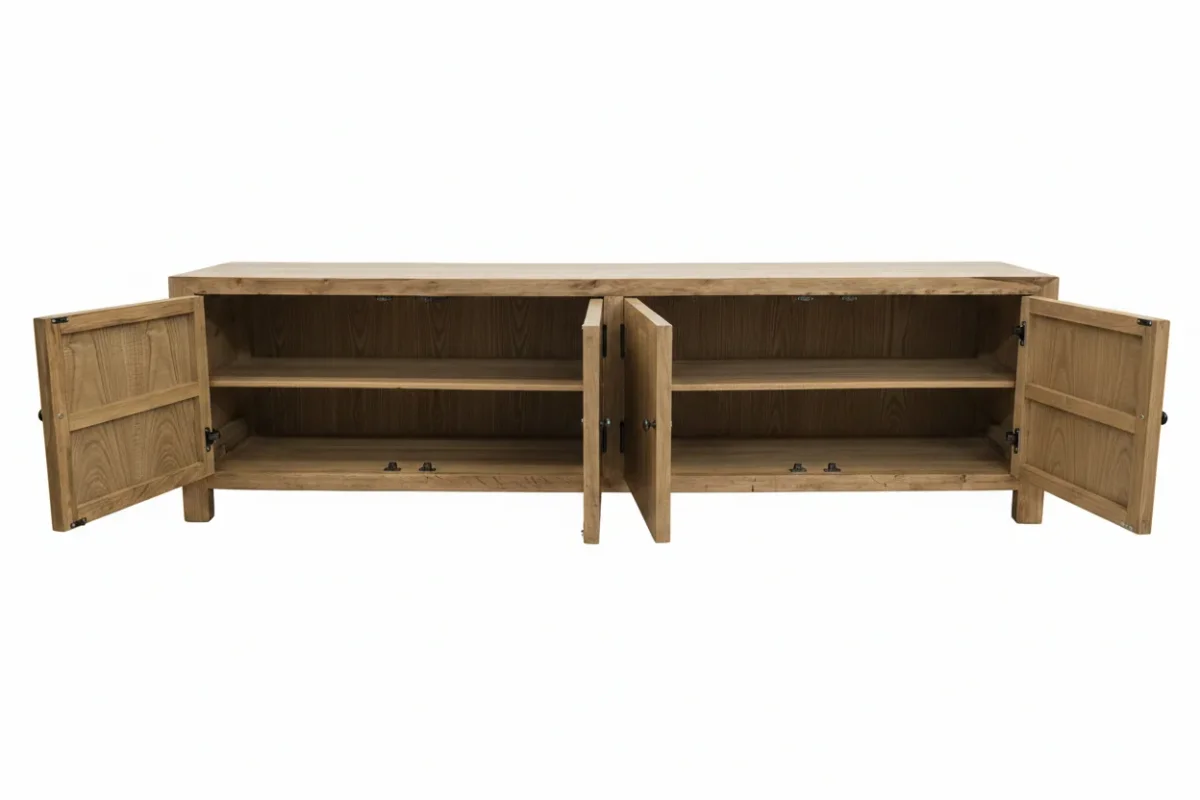 MF Oak Solid Timber 4 Door Entertainment Unit