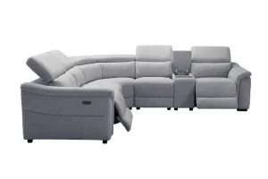 VI Robbie Fab Cnr Mod with 2 End Power Recliner - Grey thumbnail 1
